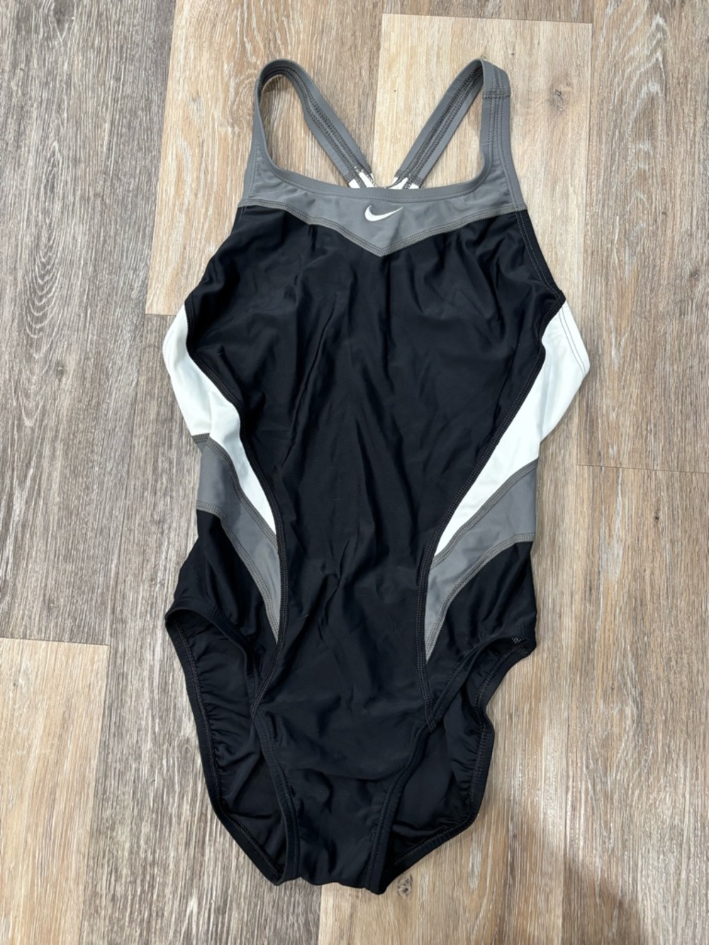 Nike Black Swimsuit with Gray and White Accents
